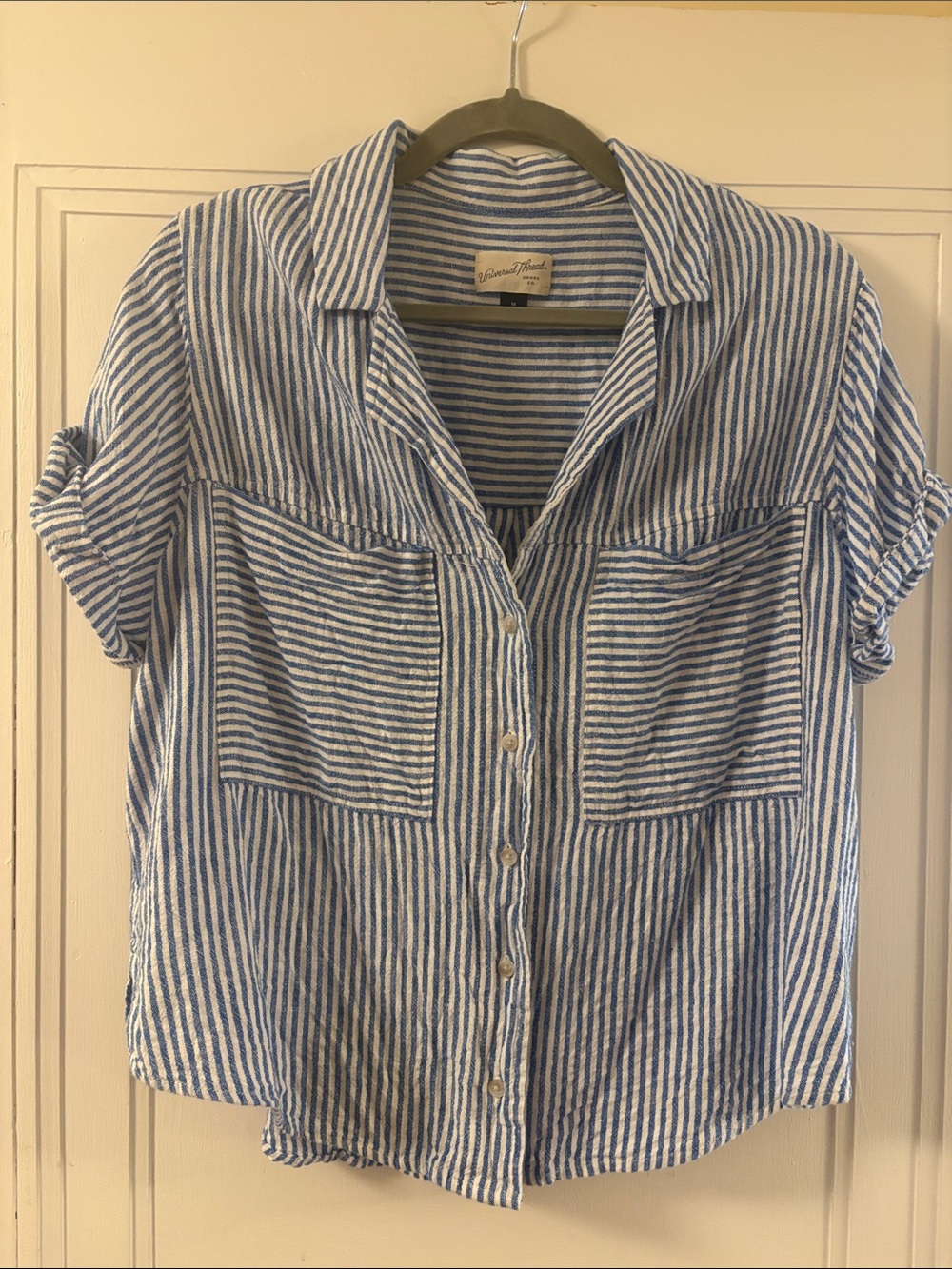 Universal Thread Blue and White Striped Button-Down Shirt